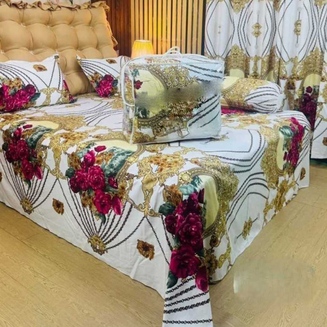 Luxury,Twill,Cotton,Fabrics,Bed,Sheet,And,Comforter,5pcs,Set