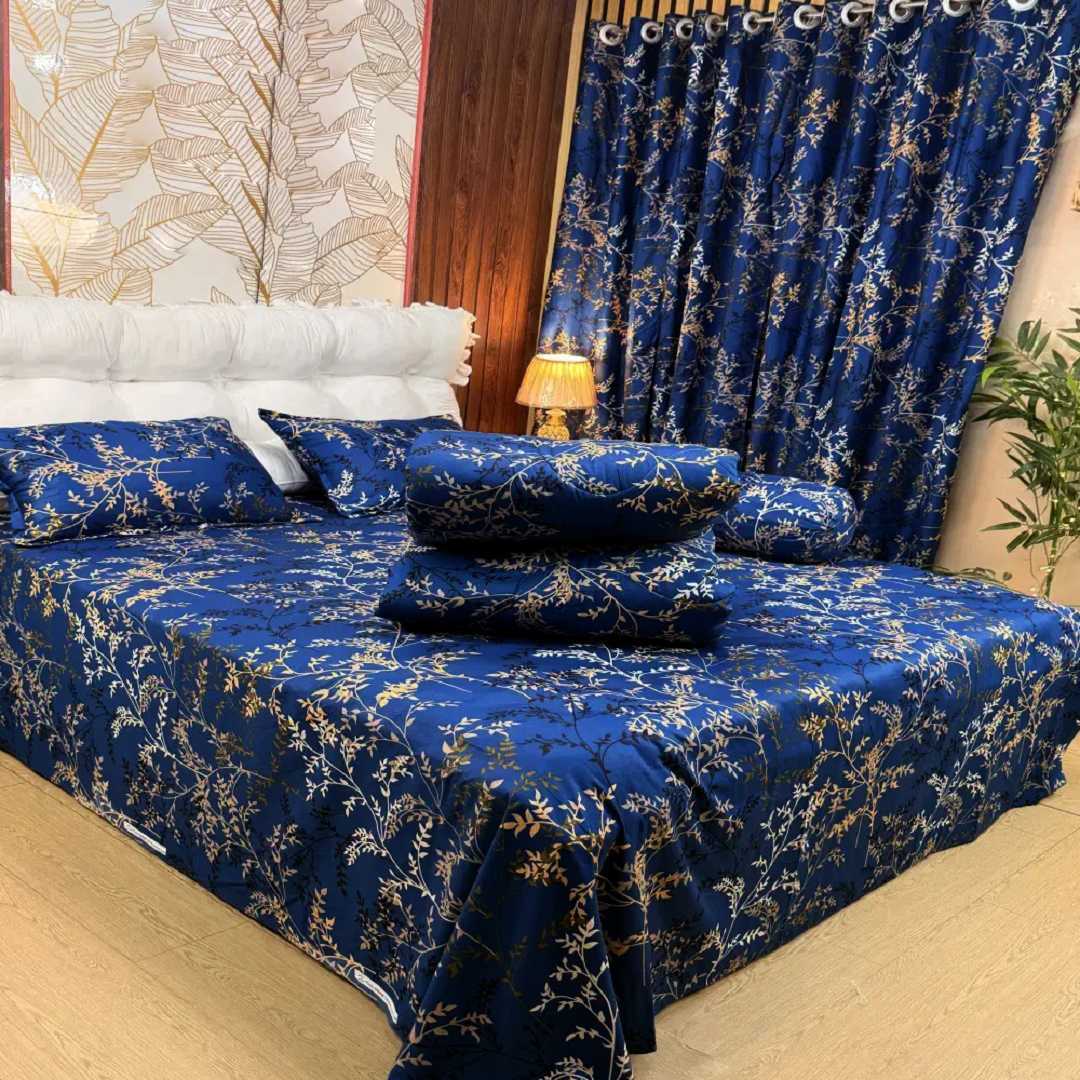 Luxury,Twill,Cotton,Fabrics,Bed,Sheet,And,Comforter,5pcs,Set