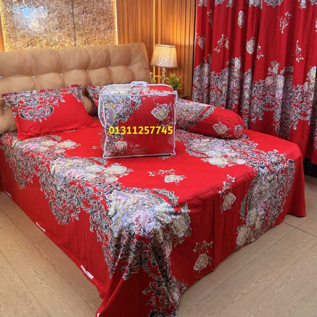 Luxury,Twill,Cotton,Fabrics,Bed,Sheet,And,Comforter,5pcs,Set