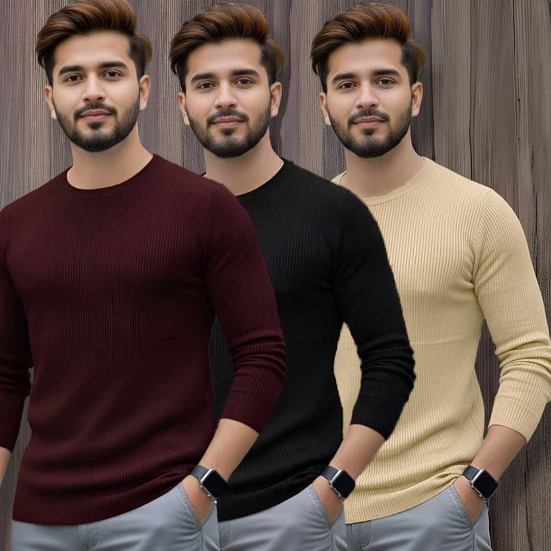 Men's,Premium,2/2,Rib,Full,Sleeve,T-shirt,Royel,Blue