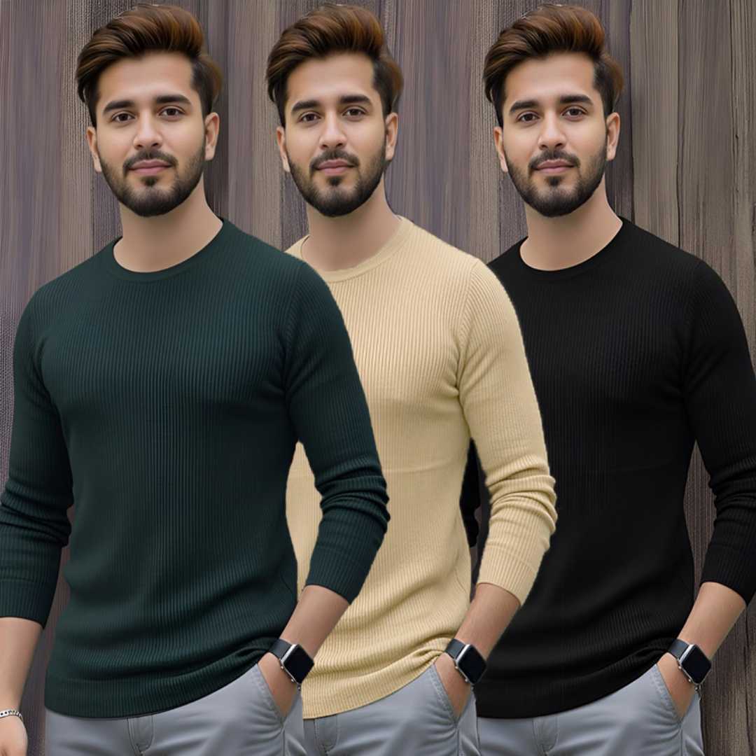 Men's,Premium,2/2,Rib,Full,Sleeve,T-shirt,Royel,Blue